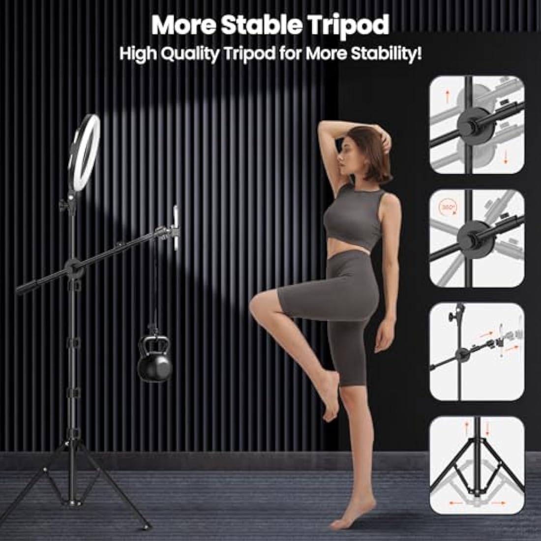 LUXSURE 10.5" Ring Light with Tripod Stand and Overhead Phone Mount