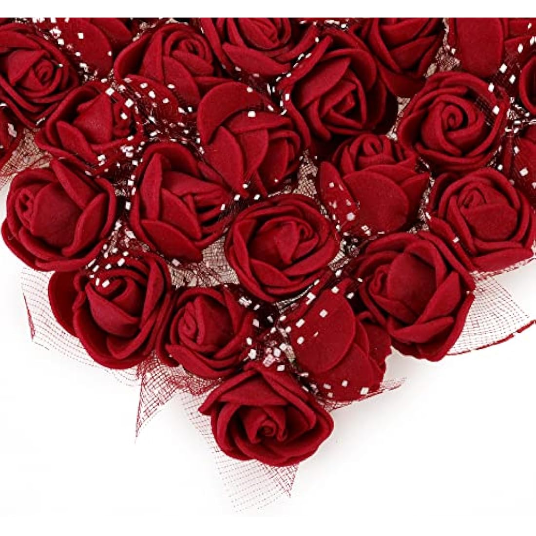 Jolof Store 144Pcs Mini Foam Roses – Dark Red Artificial Flower Heads