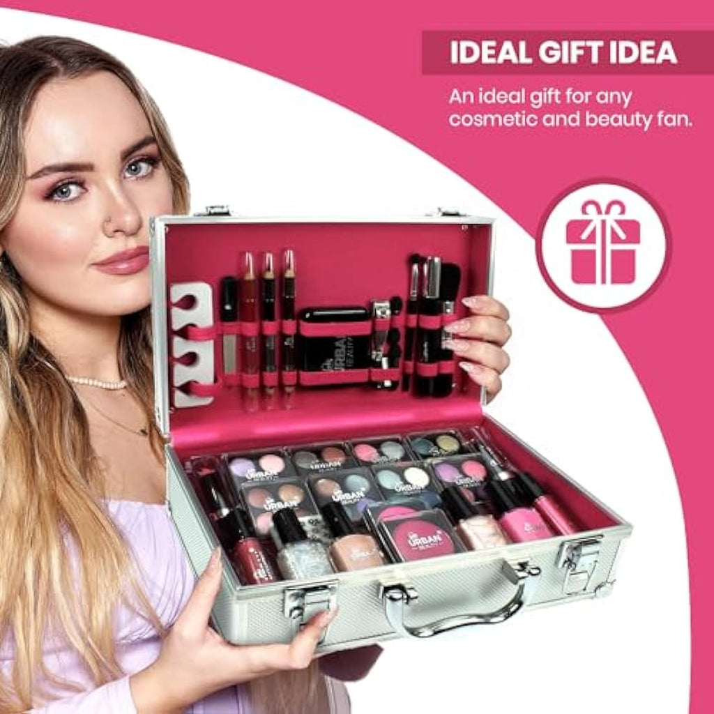 Love Urban Beauty 60-Piece Vegan Makeup Set – Silver Travel Case
