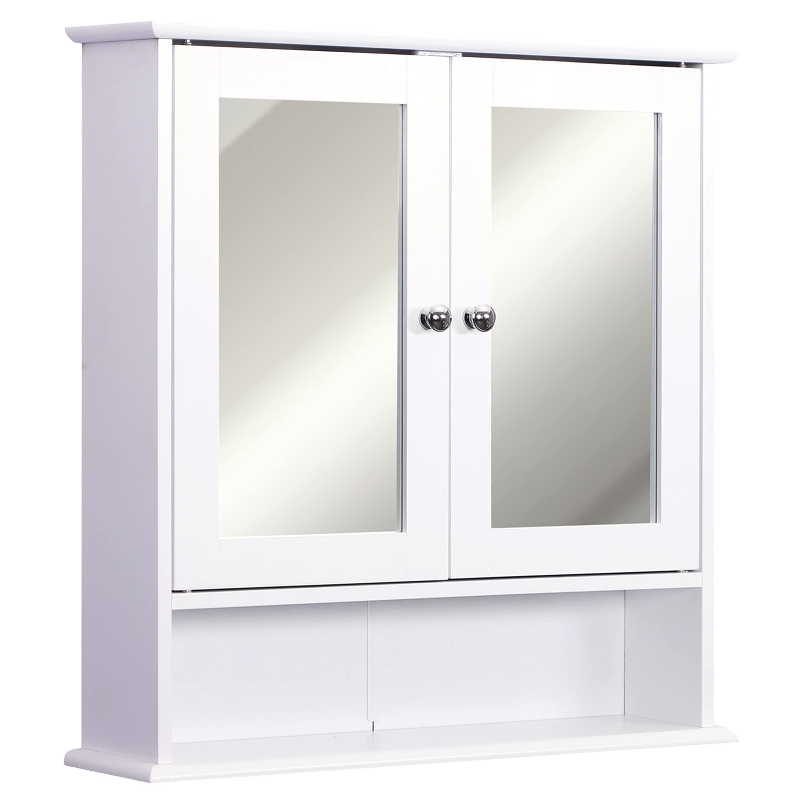 kleankin Wall-Mounted Bathroom Cabinet | 2-Door Mirrored Storage - White