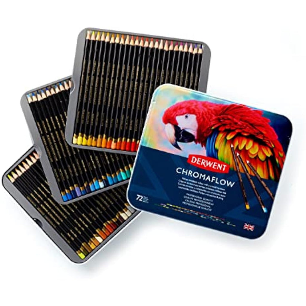Derwent Chromaflow Colored Pencils – Set of 72 Professional Art Tins