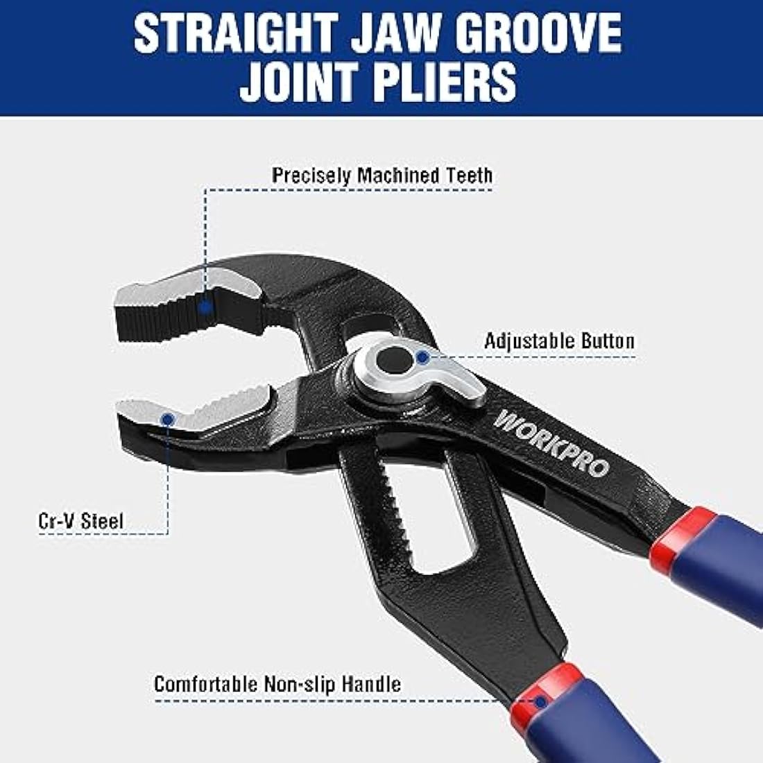 WORKPRO Water Pump Pliers Set – 2-Piece Quick Change Plumbing Grips