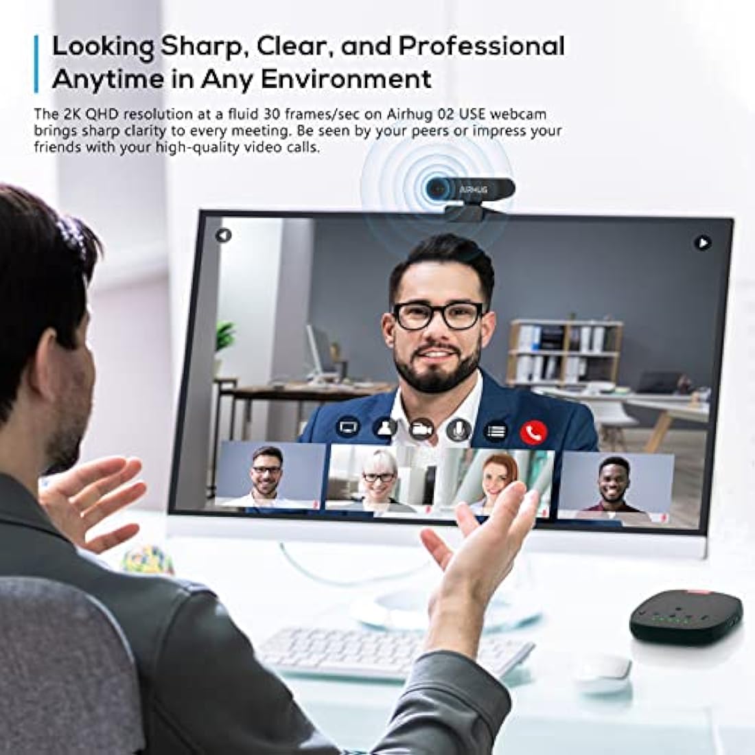 AIRHUG 02 2K Webcam No Microphone – QHD USB Web Camera with Privacy Cover