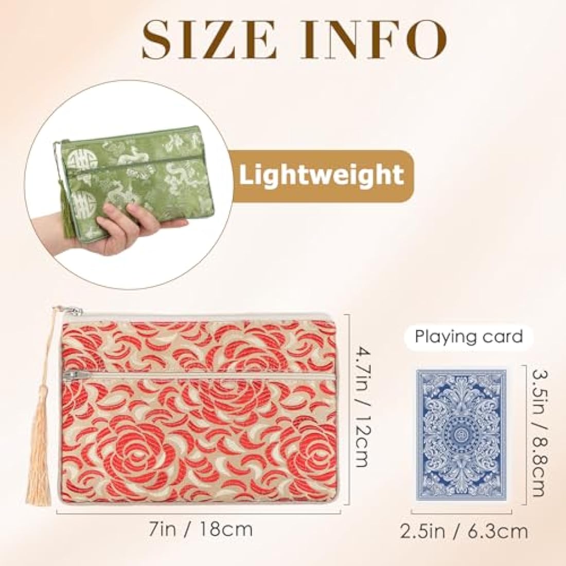 Jolof Store Chinese Silk Brocade Jewelry Pouch with Tassel, Set of 2
