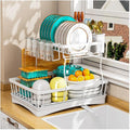 StowBin 2-Tier Dish Drying Rack with Drainboard and Utensil Holder