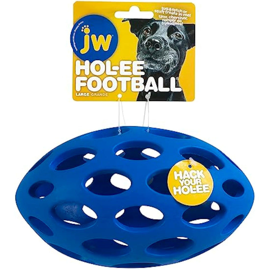 JW Pet Hol-ee Roller Football - Large Durable Rubber Dog Fetch Toy