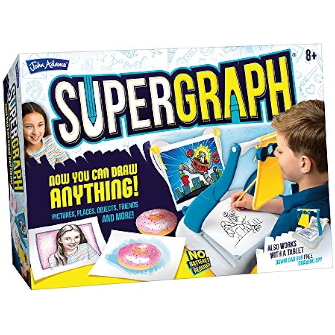John Adams SuperGraph Drawing Station – Kids Arts & Crafts Tool, Red