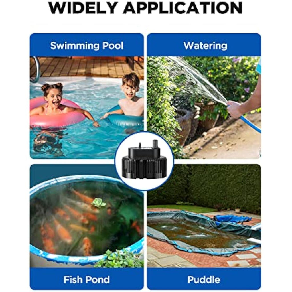 Lnicez Submersible Water Pump - 3000L/H 75W with 5m Hose for Pools & Ponds