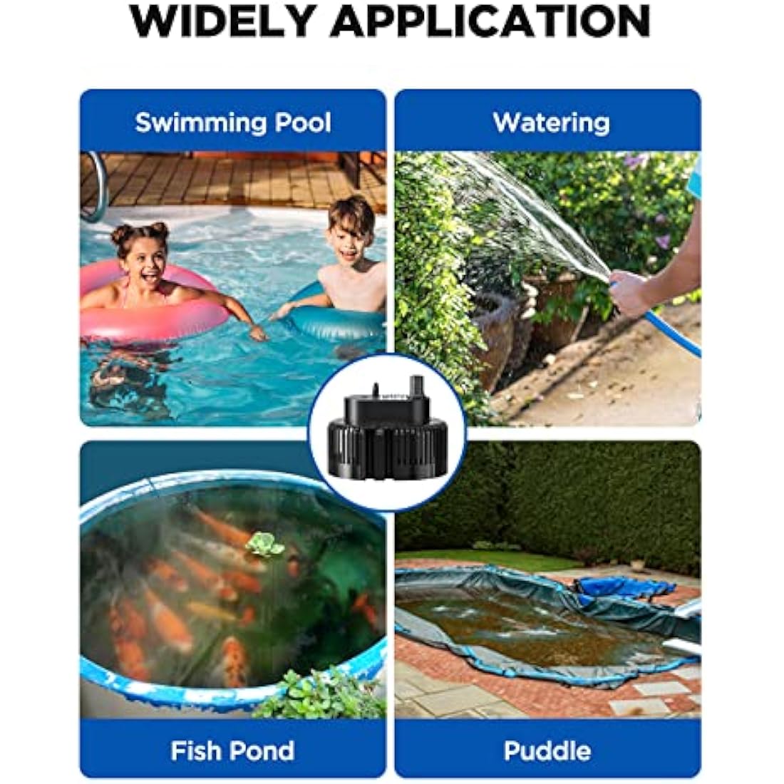 Lnicez Submersible Water Pump - 3000L/H 75W with 5m Hose for Pools & Ponds