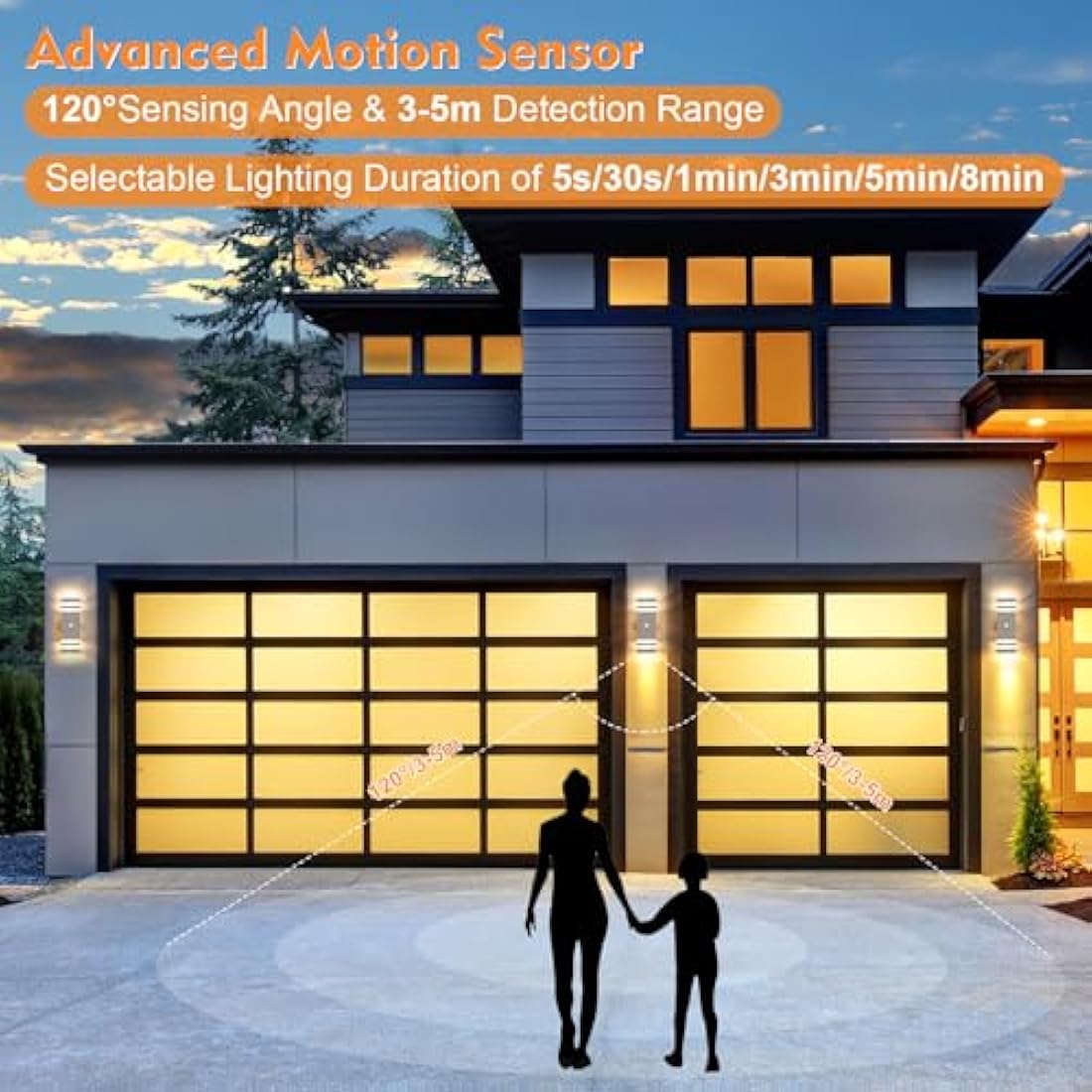 CELAVY Motion Sensor Outdoor Wall Light | IP65 Grey Up Down Porch Lamp