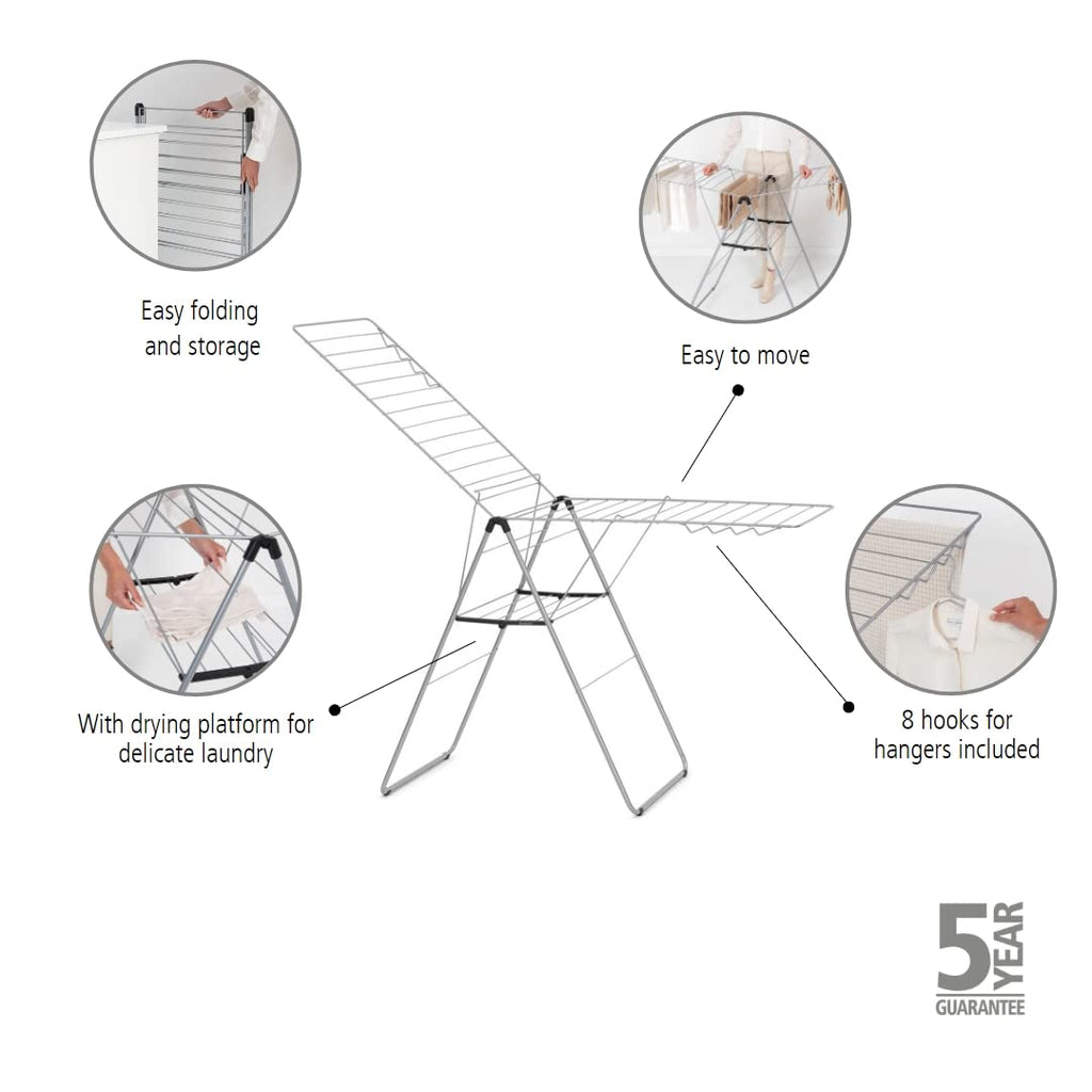 Brabantia HangOn Laundry Drying Rack – 25m Stainless Steel Grey