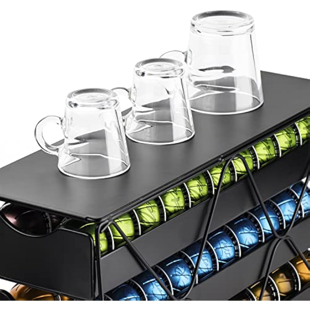 Bagoo Nespresso Vertuoline Pod Holder – 3 Tier Metal Coffee Capsule Drawer