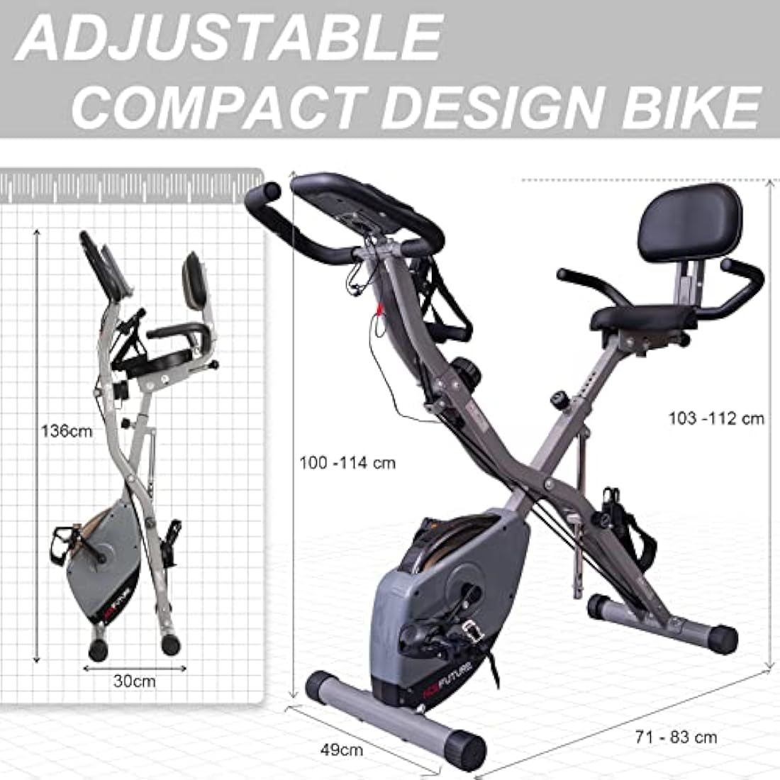 AceFuture 4-in-1 Folding Exercise Bike - 16-Level Magnetic Resistance