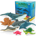 Learning Minds Jumbo Sea Animal Figures – 7 Piece Vinyl Ocean Toy Set
