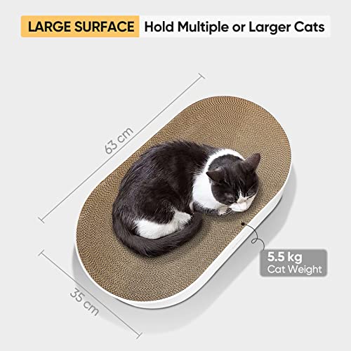 Furjoy Oval Cat Scratcher – Corrugated Cardboard Lounge Bed with Catnip