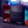 X-Rocker 3 Drawer Chest with RGB LED Lighting – Grey/Red Gaming Dresser