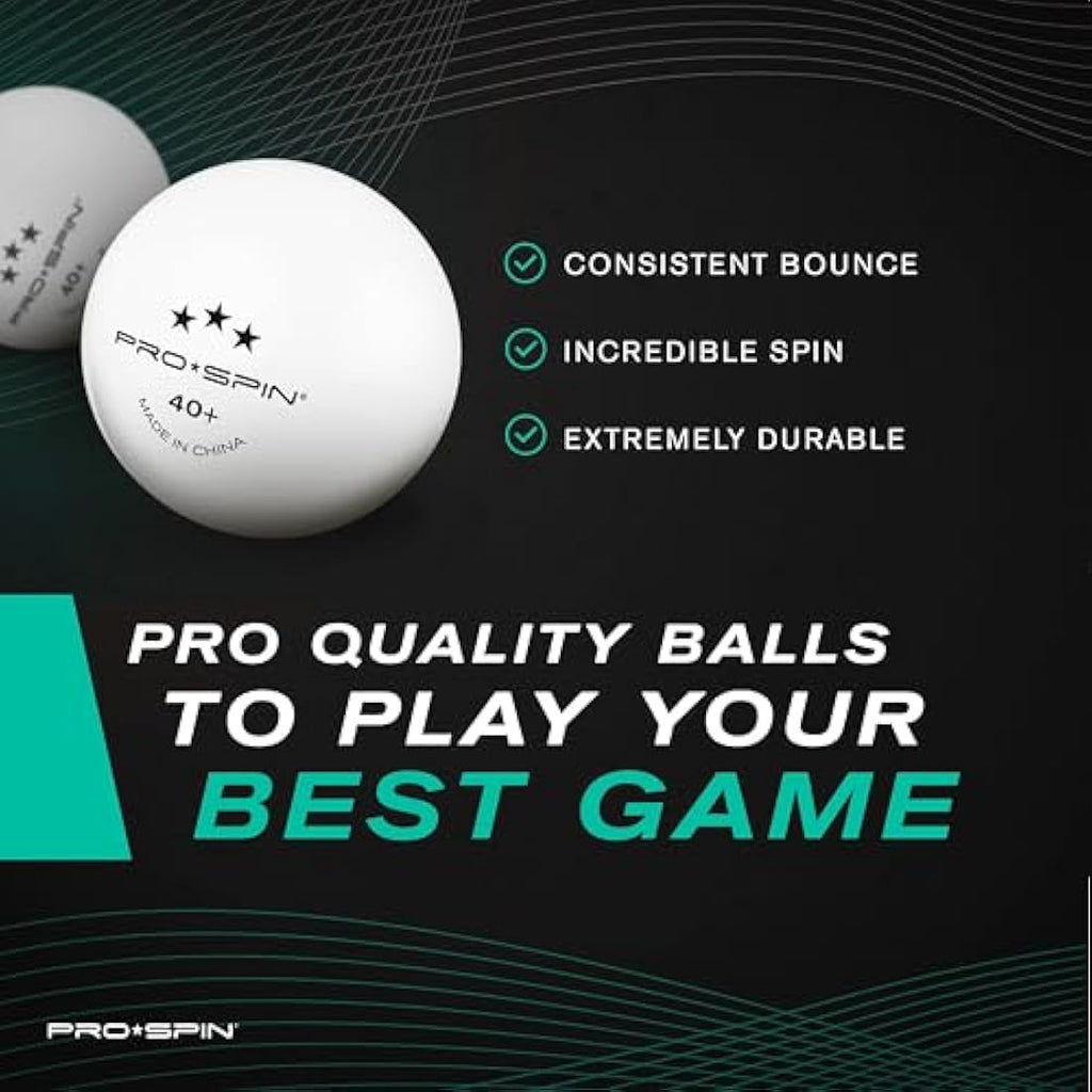 PRO SPIN 3-Star Table Tennis Balls – White 40+ ABS Training Balls