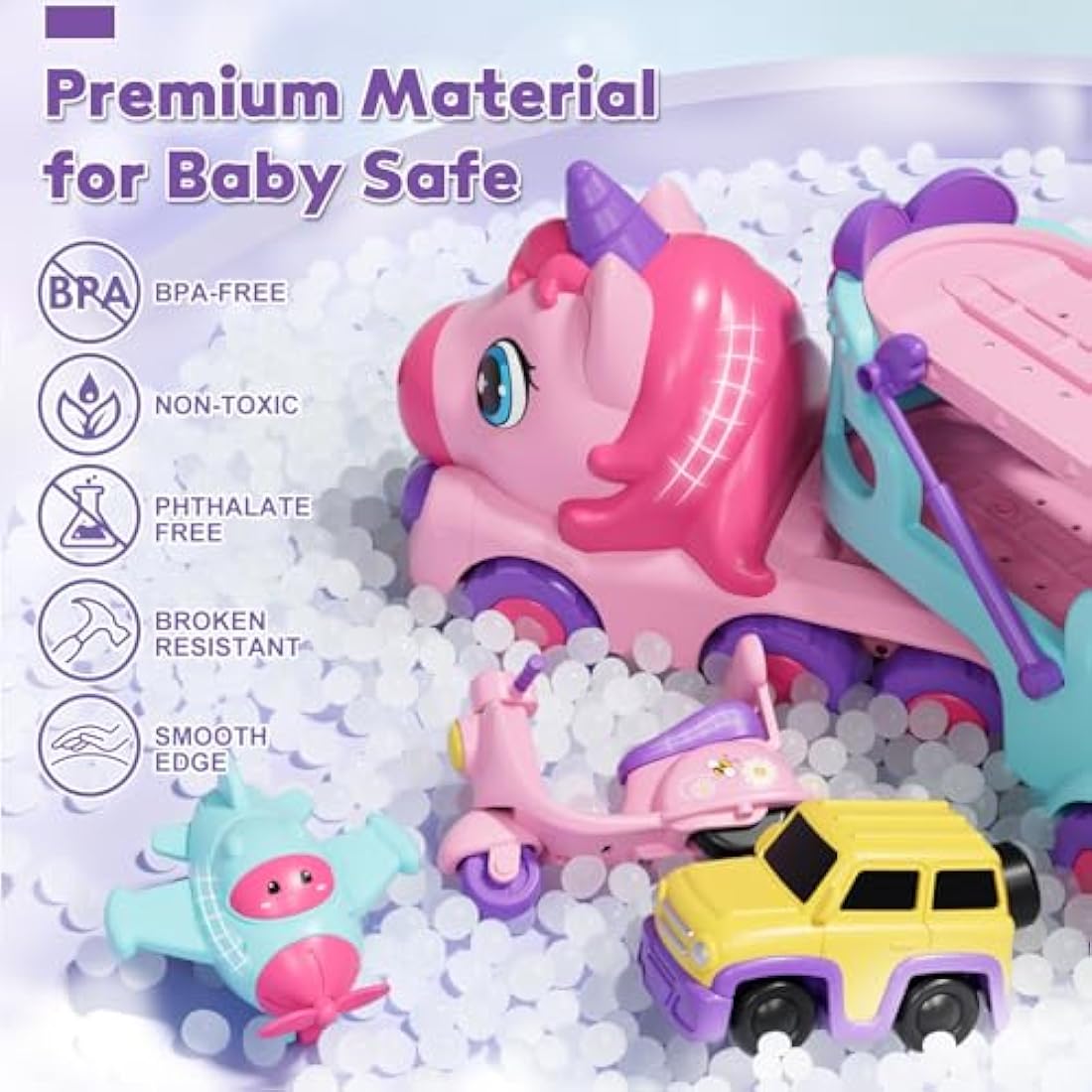 Lehoo Castle 5-in-1 Unicorn Carrier Truck Toy with Lights & Music