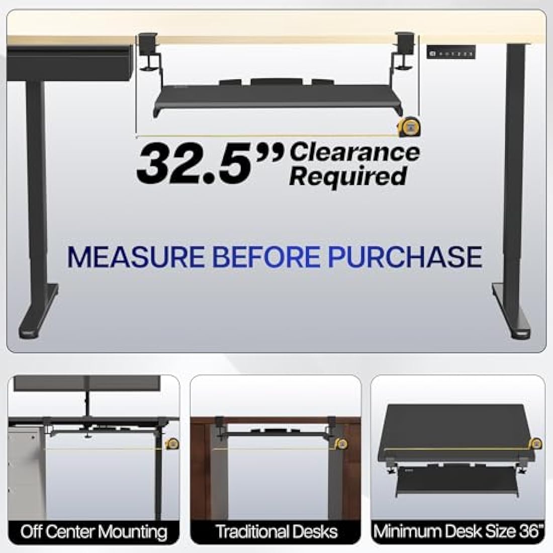 VIVO Large Height Adjustable Under Desk Keyboard Tray | C-Clamp Mount