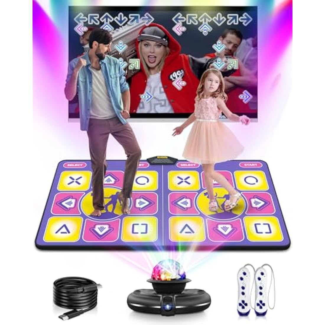 Acelufly Double Dance Mat with HD Camera – Wireless Fitness Pad (Purple)