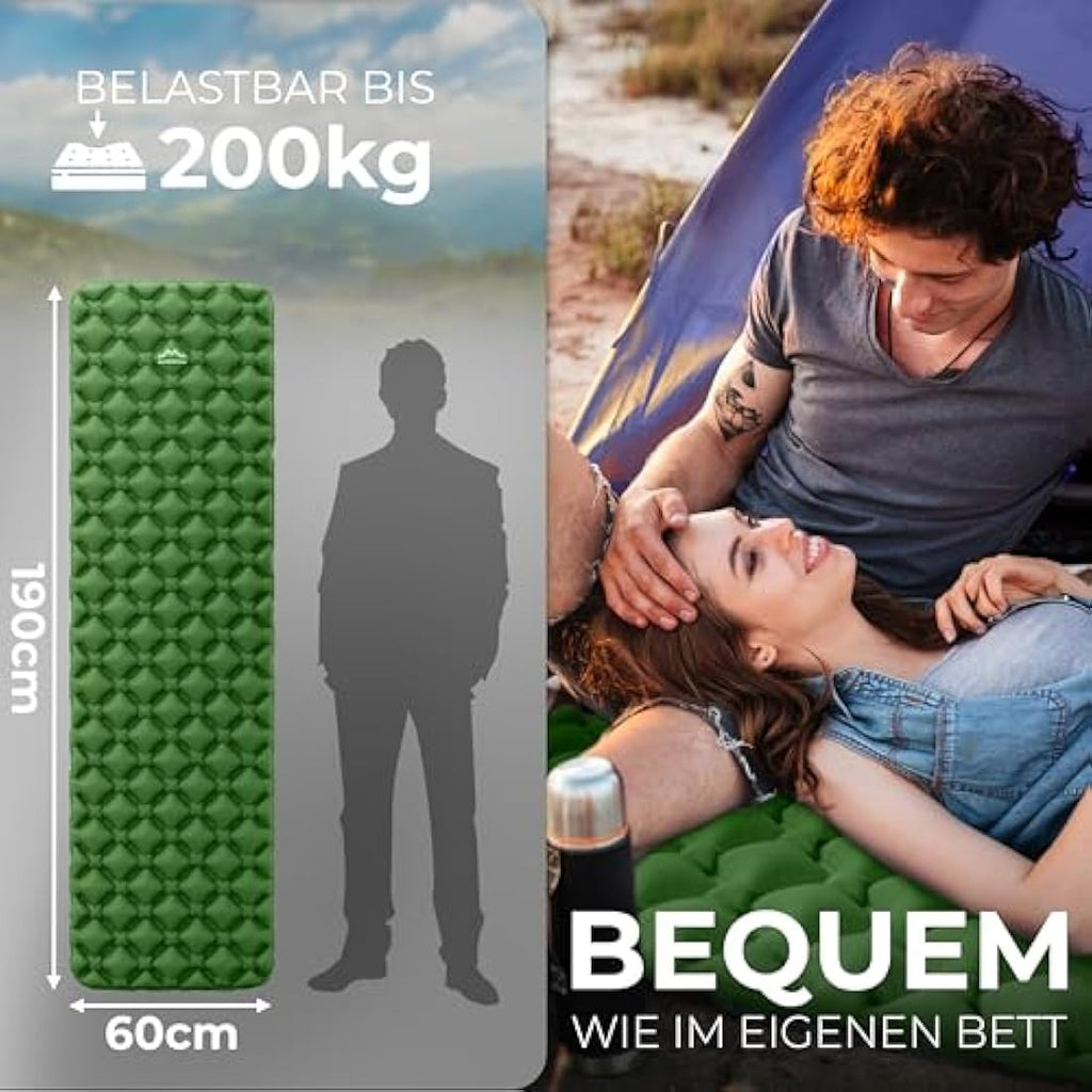 Alpenwert Ultralight Inflatable Sleeping Mat – Green Camping Mattress