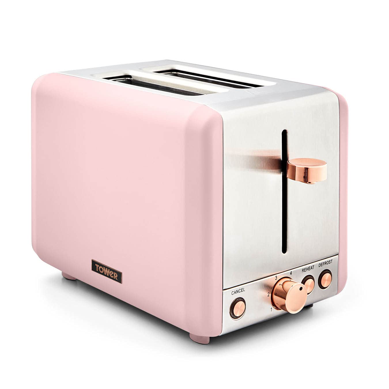 Tower Cavaletto 2-Slice Toaster | 850W Stainless Steel – Pink & Rose Gold