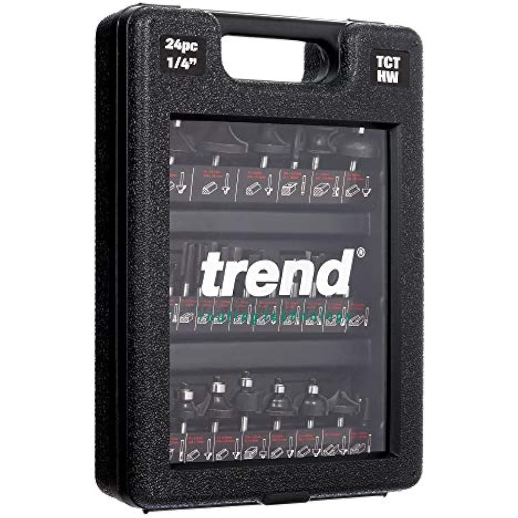 Trend 24-Piece Router Bit Set | 1/4-Inch Shank Tungsten Carbide Cutters