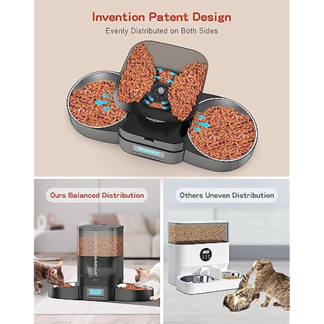 HoneyGuaridan Automatic Dual Cat Feeder | 3.5L Timed Food Dispenser