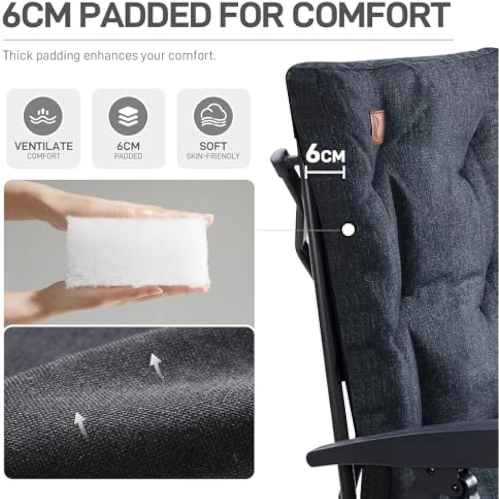 EVER ADVANCED Heavy Duty Camping Chairs | 4-Position Recliner 2-Pack