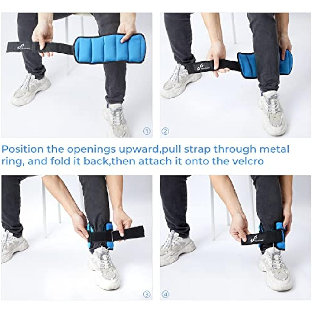Sportneer Adjustable Ankle Weights Set | Neoprene Wrist Straps 0.9-4.5kg
