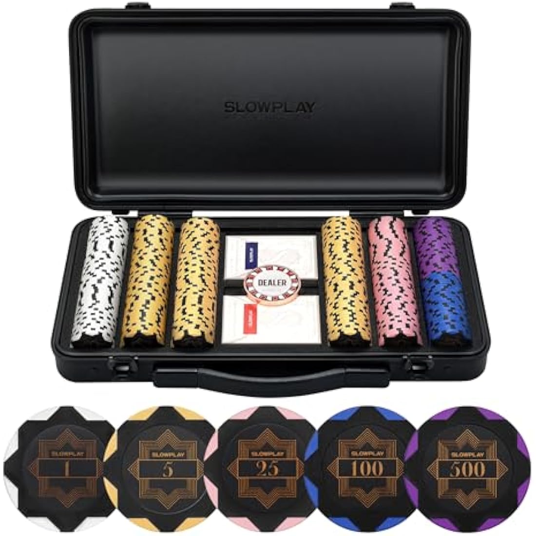 SLOWPLAY Nash 300 PCS Clay Poker Chips Set with Polycarbonate Case