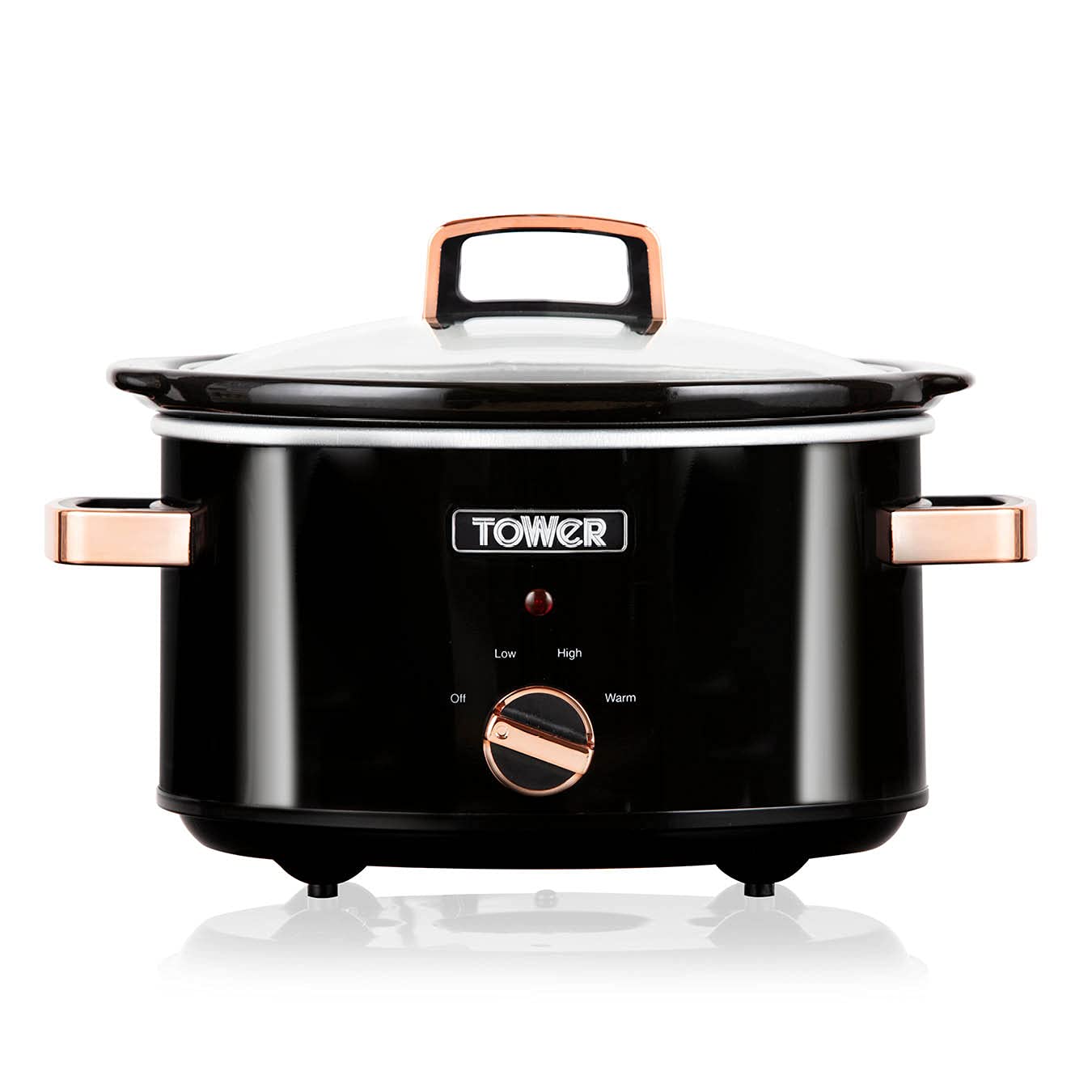 Tower 3.5L Slow Cooker with Tempered Glass Lid - Rose Gold, 210W