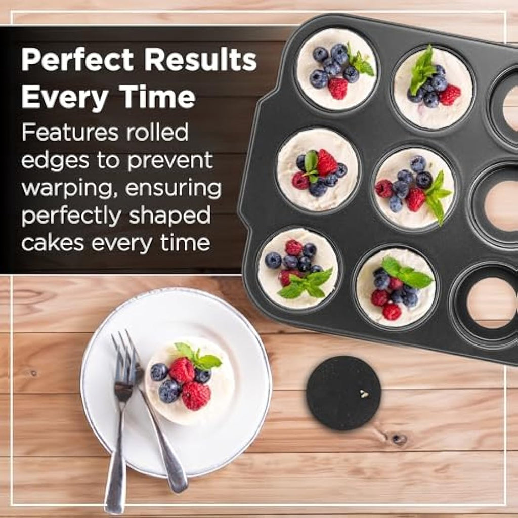 Wrenbury 12 Cup Mini Cheesecake Tin | Loose Base Steel Muffin Mould