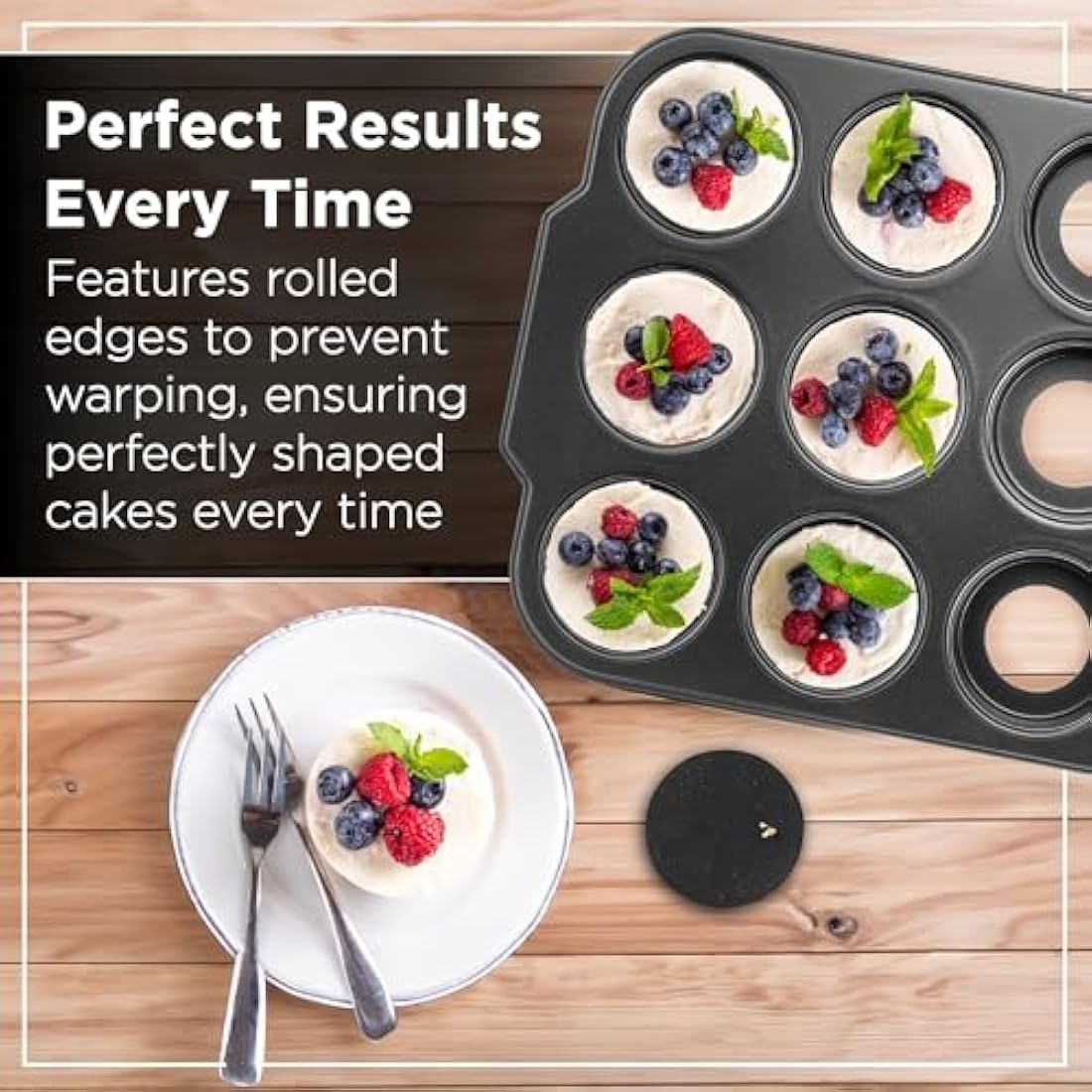 Wrenbury 12 Cup Mini Cheesecake Tin | Loose Base Steel Muffin Mould