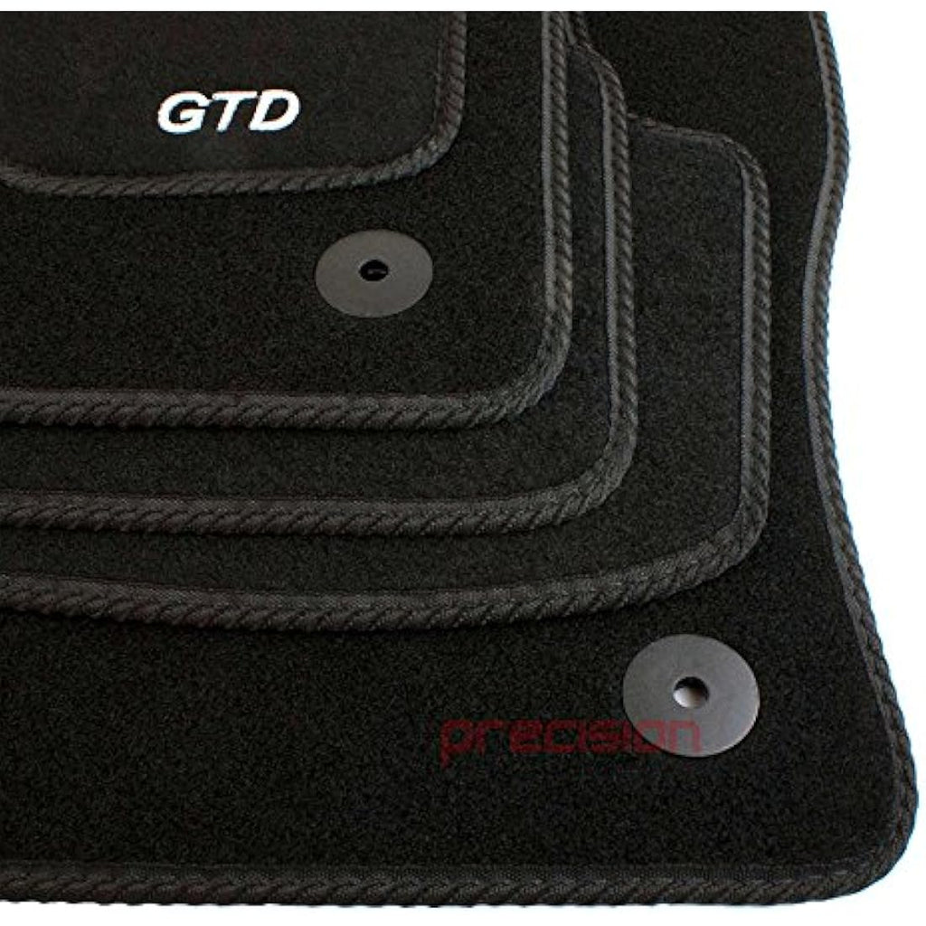 VW Golf MK7 (2013-2020) GTD Logo Black Tailored Car Mats