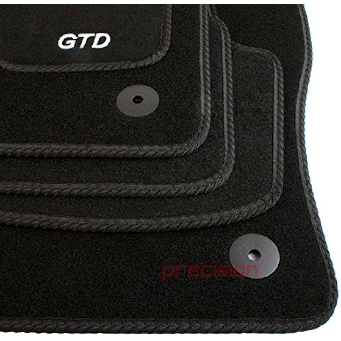 VW Golf MK7 (2013-2020) GTD Logo Black Tailored Car Mats