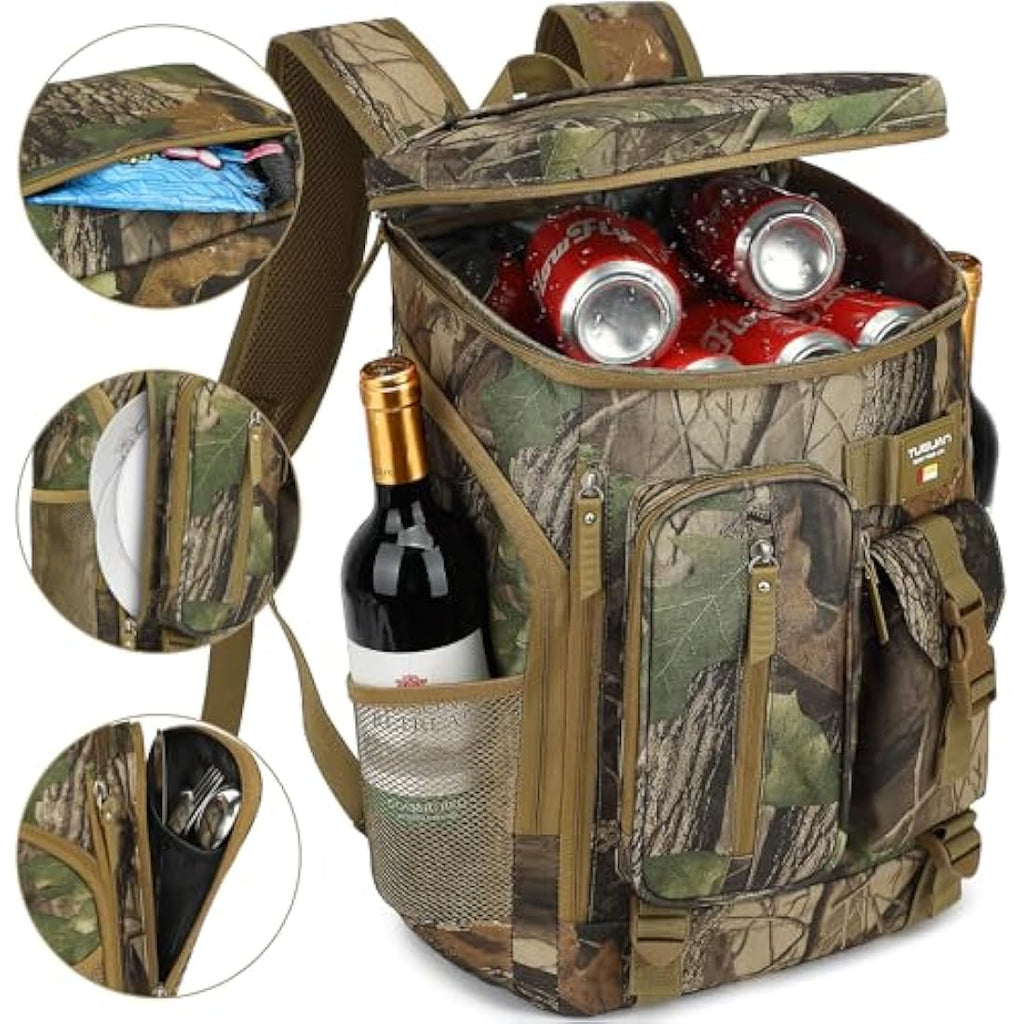 TUGUAN 30L Insulated Cooler Backpack | 36-Can Leak Proof Thermal Bag