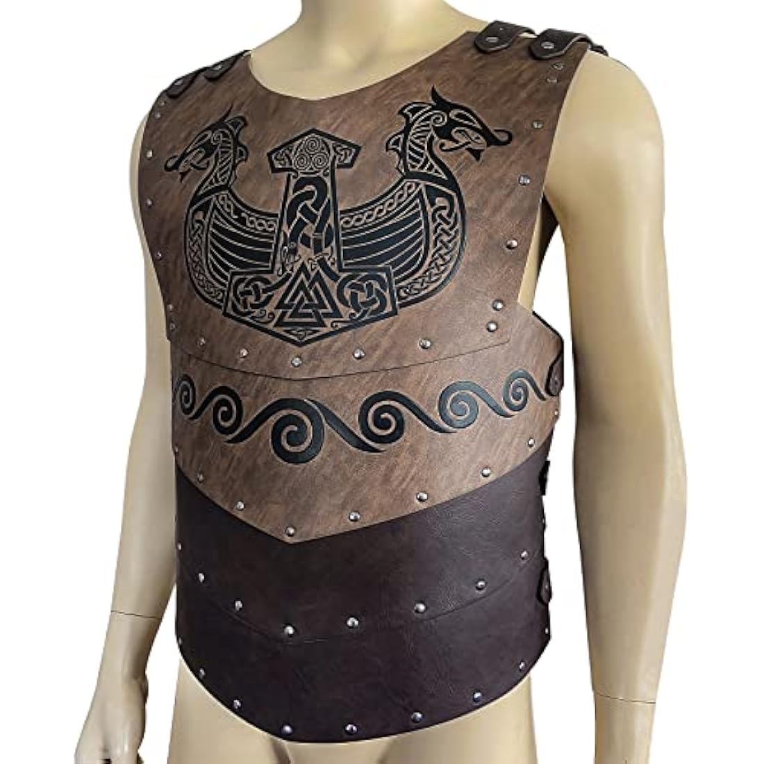 HiiFeuer Viking Chest Armor – Faux Leather Medieval Knight LARP Costume
