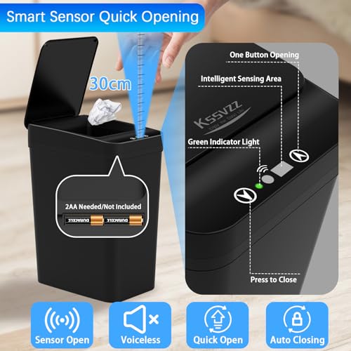 Kssvzz 3-Pack Motion Sensor Trash Can | 10L Slim Touchless Bathroom Bin