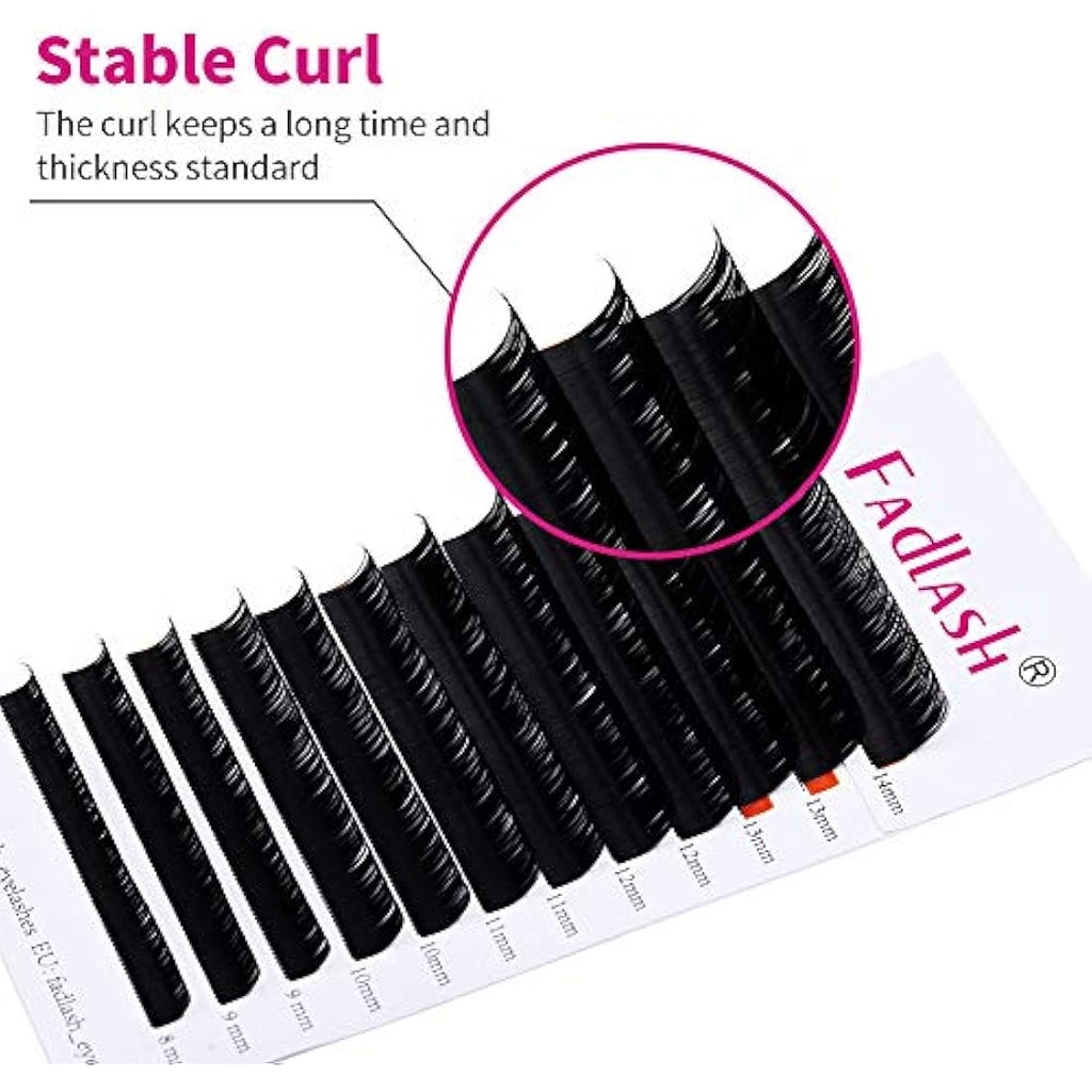 Fadlash Classic Eyelash Extensions – 0.07mm C Curl Matte Black Mixed Tray