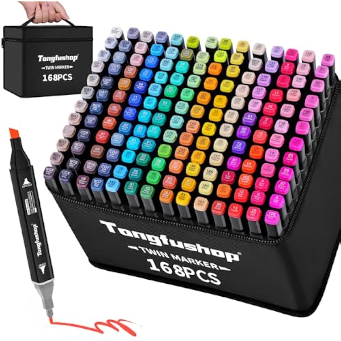 Tongfushop 168 Color Dual Tip Alcohol Markers – Permanent Art Pen Set