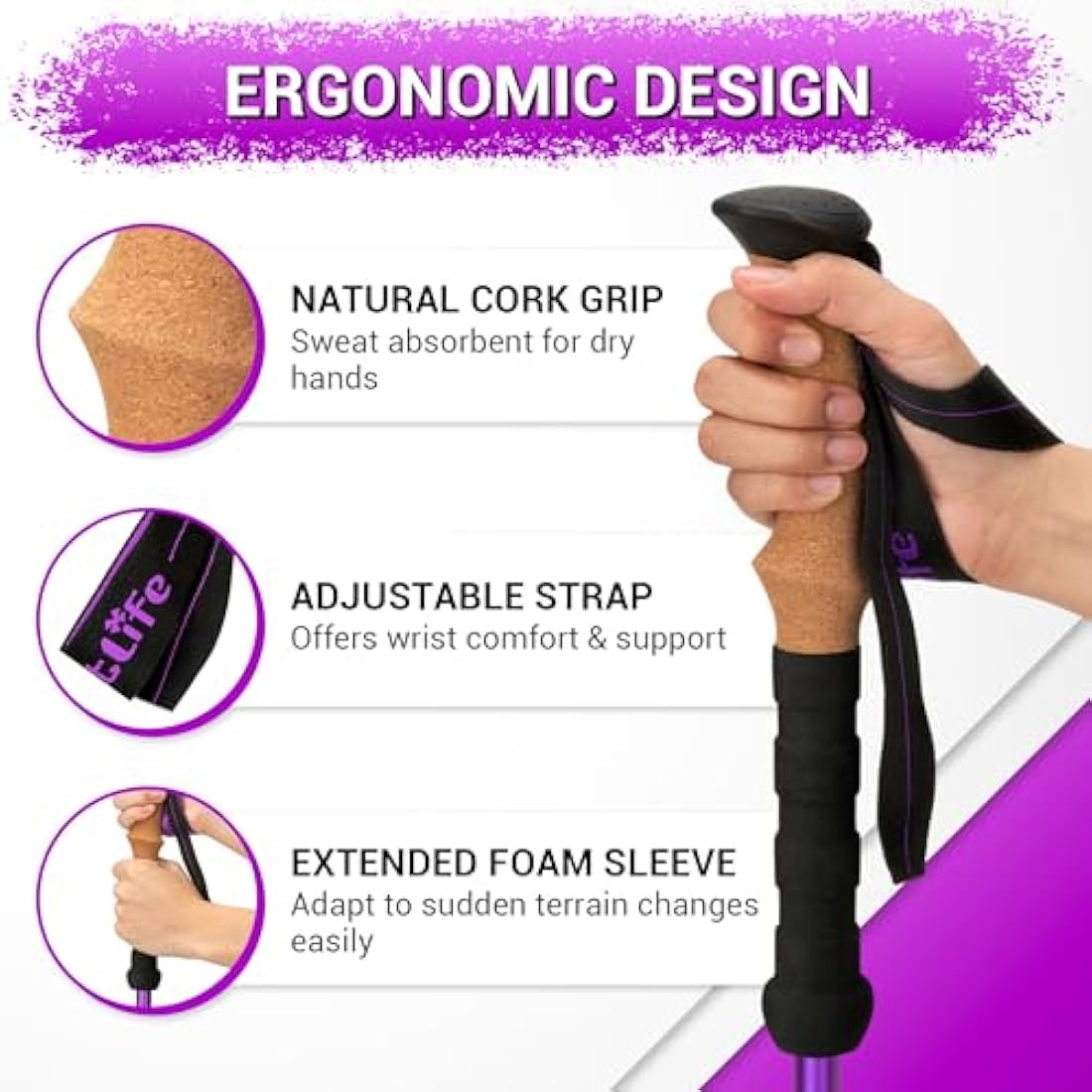 TheFitLife Trekking Poles – 7075 Aluminum Hiking Sticks with Cork Grips