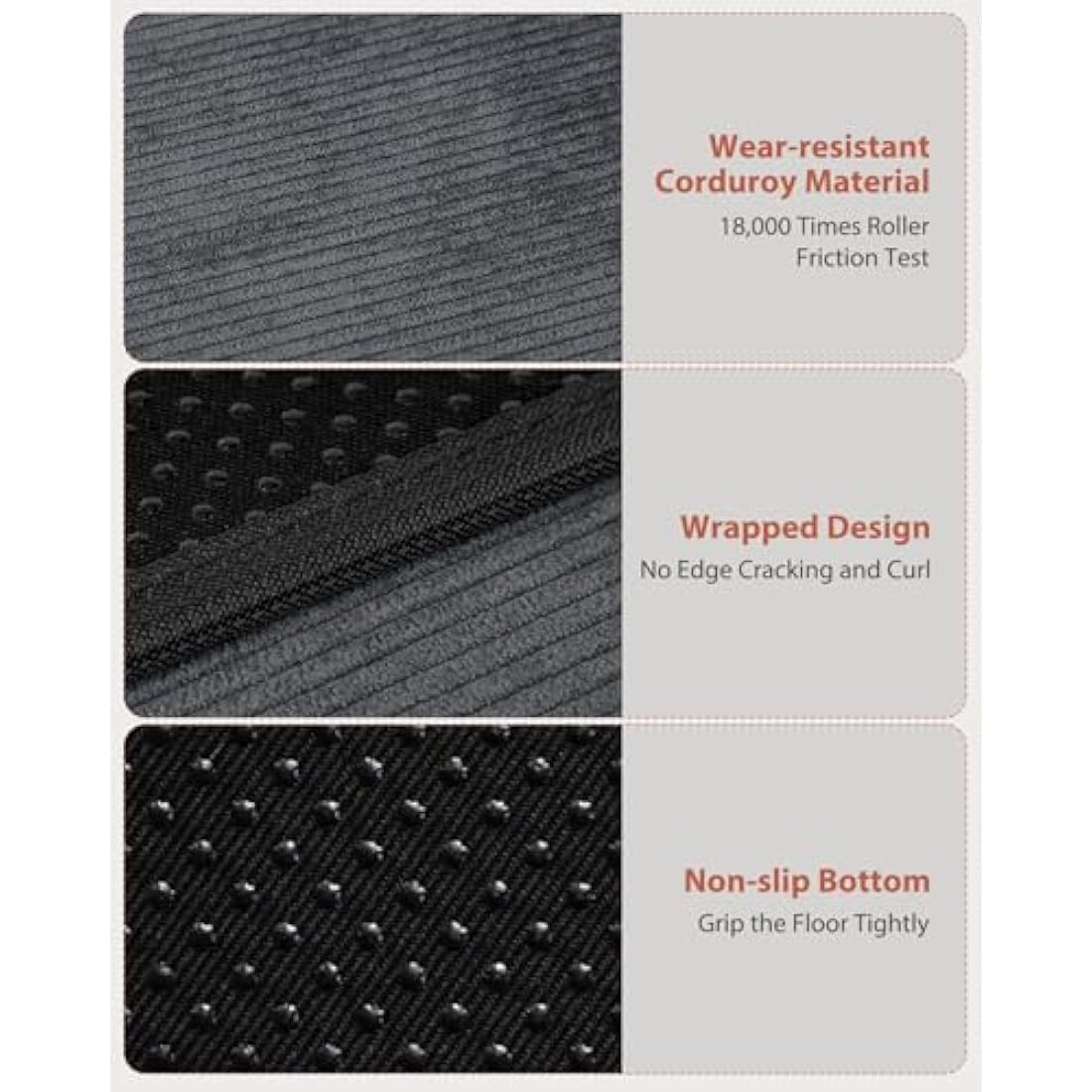 Jolof Store Office Chair Mat – 90x120cm Corduroy Floor Protector, Dark Grey
