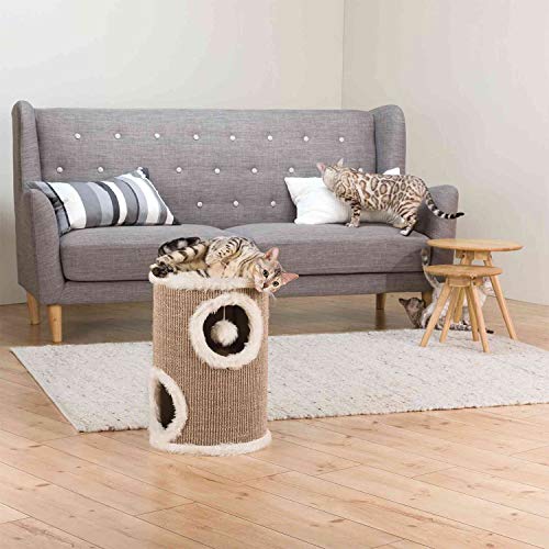 Trixie Cat Tower Scratching Post with Plush Floors, Brown/Beige, 50 cm