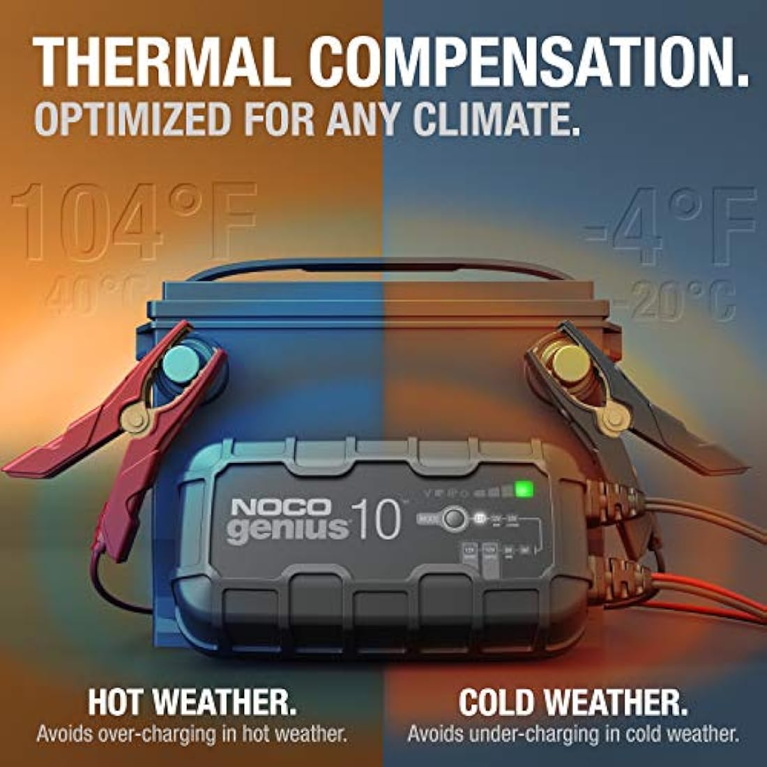 NOCO GENIUS10 10A Smart Battery Charger | 6V/12V Lithium & Lead-Acid
