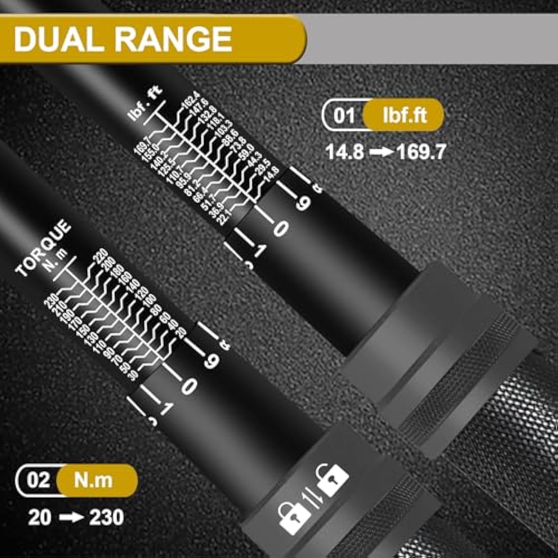 Uharbour 1/2" Drive Torque Wrench | 20-230 Nm Dual-Direction ±3% Accuracy