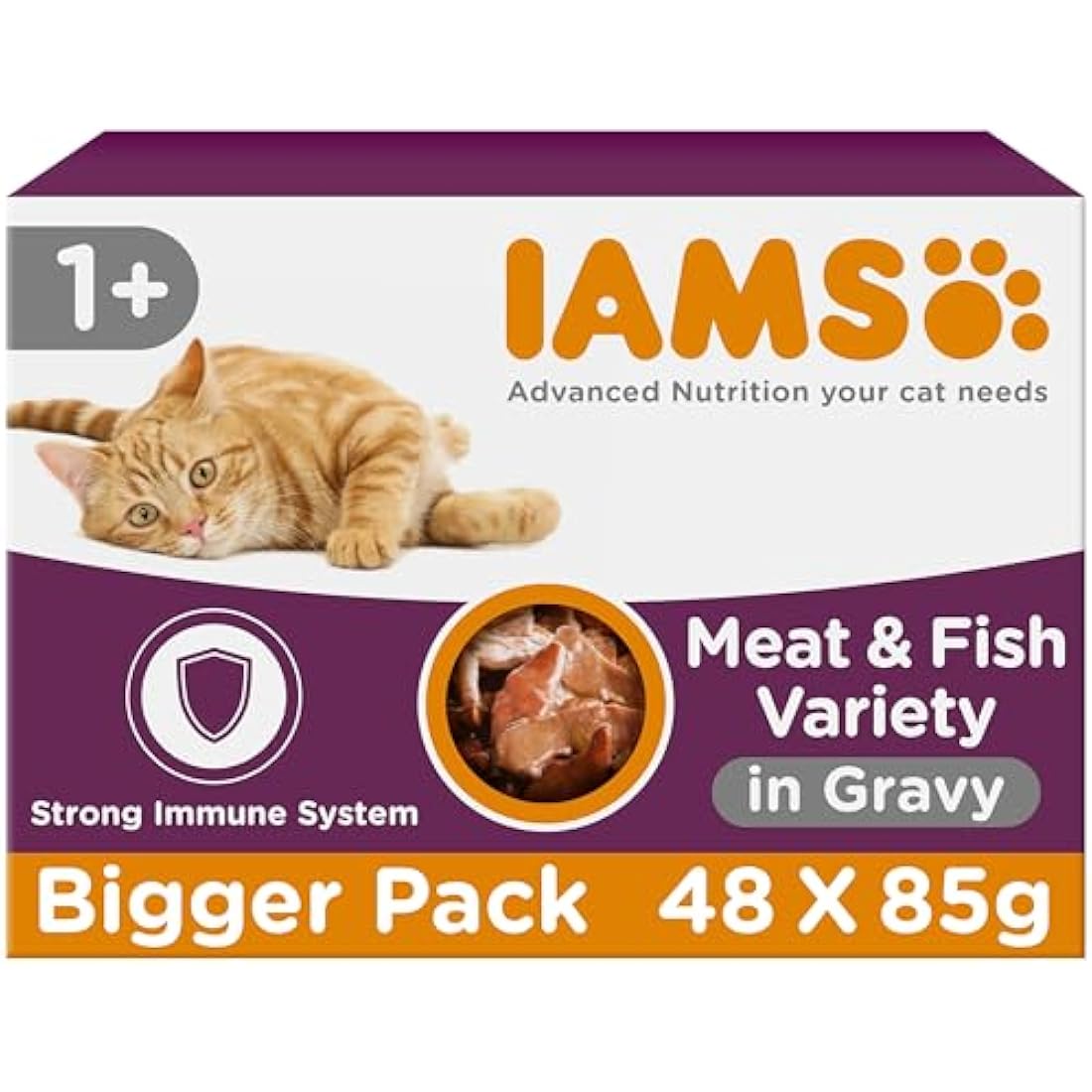 IAMS Adult Wet Cat Food Land & Sea in Gravy - 48 x 85g Multipack
