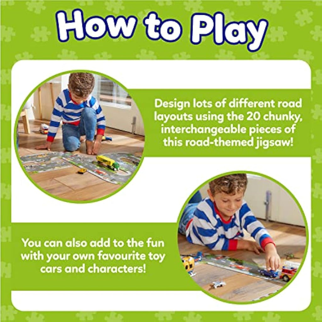 Orchard Toys Giant Road Floor Puzzle – 20 Piece Interchangeable Track