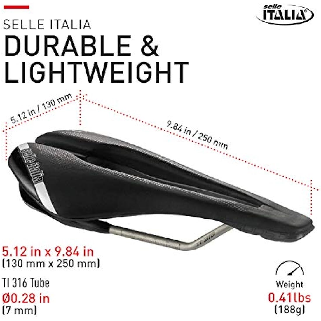 Selle Italia SP-01 Boost Road Saddle – Lightweight Fibra-Tek TI 316 Rail