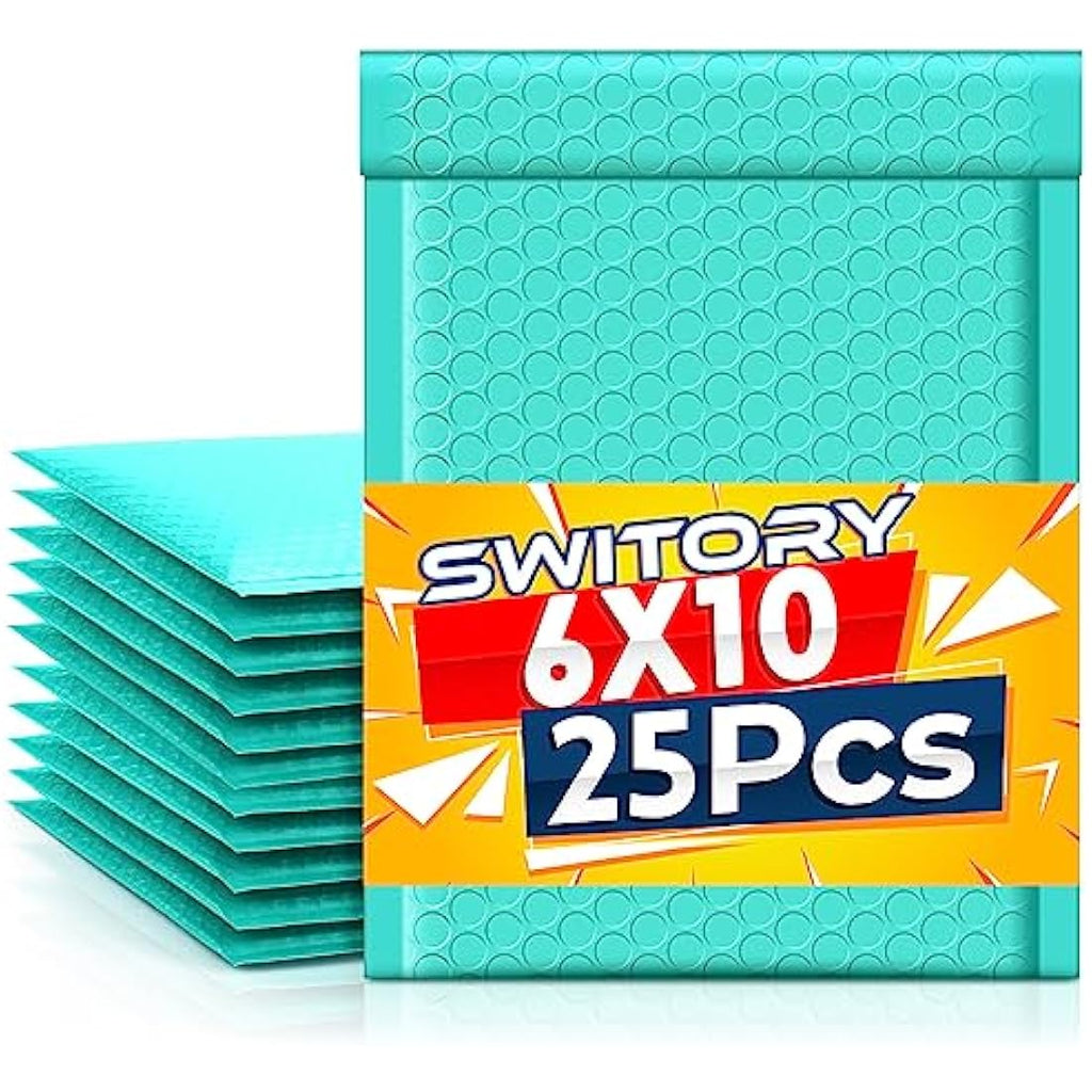Switory Teal Poly Bubble Mailers | 25 Pack A5 Padded Shipping Envelopes